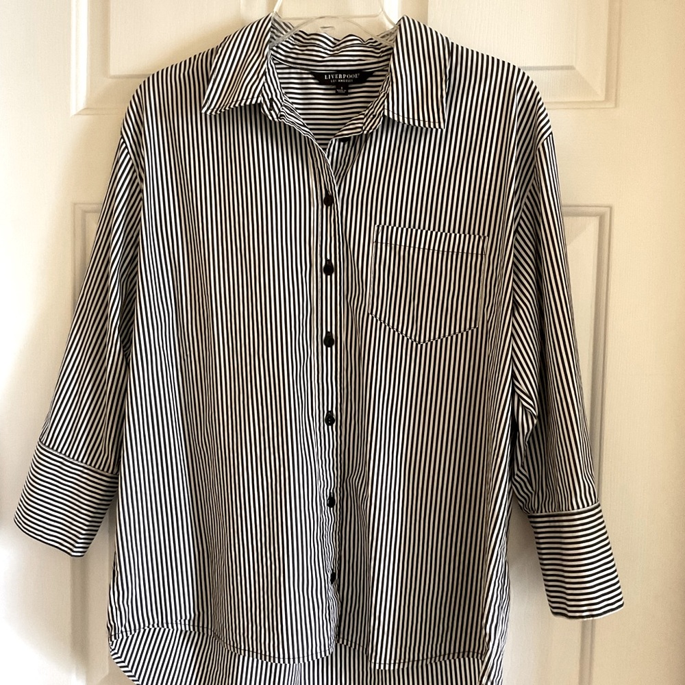 Liverpool Black and White Striped Shirt